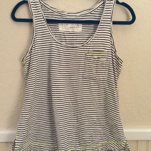 Anthropologie Tank Top Striped Small Neon Yellow